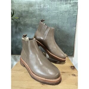Botkier‎ Chelsea Ankle Boots 6.5 W Taupe Brown Faux Shearling Lined Leather